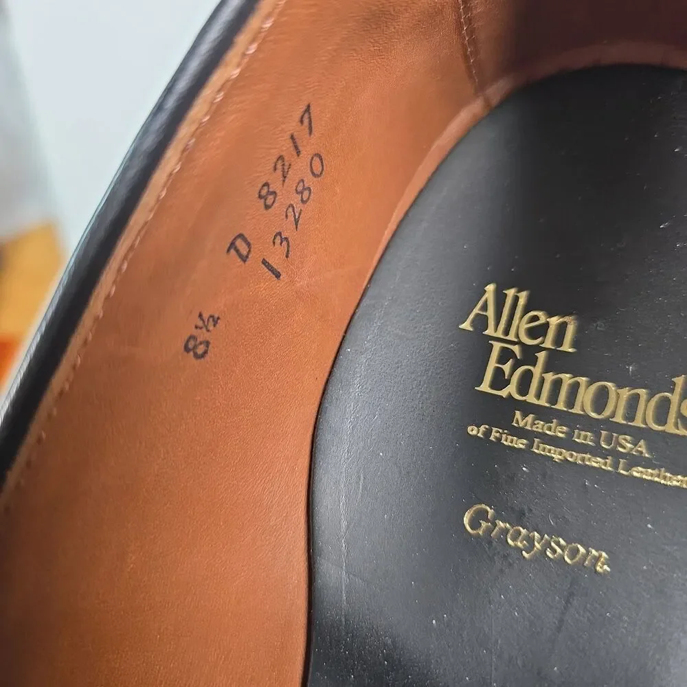 Allen Edmonds Grayson 8217S Tassel Loafers 8.5 D Black Leather USA Dress Shoes